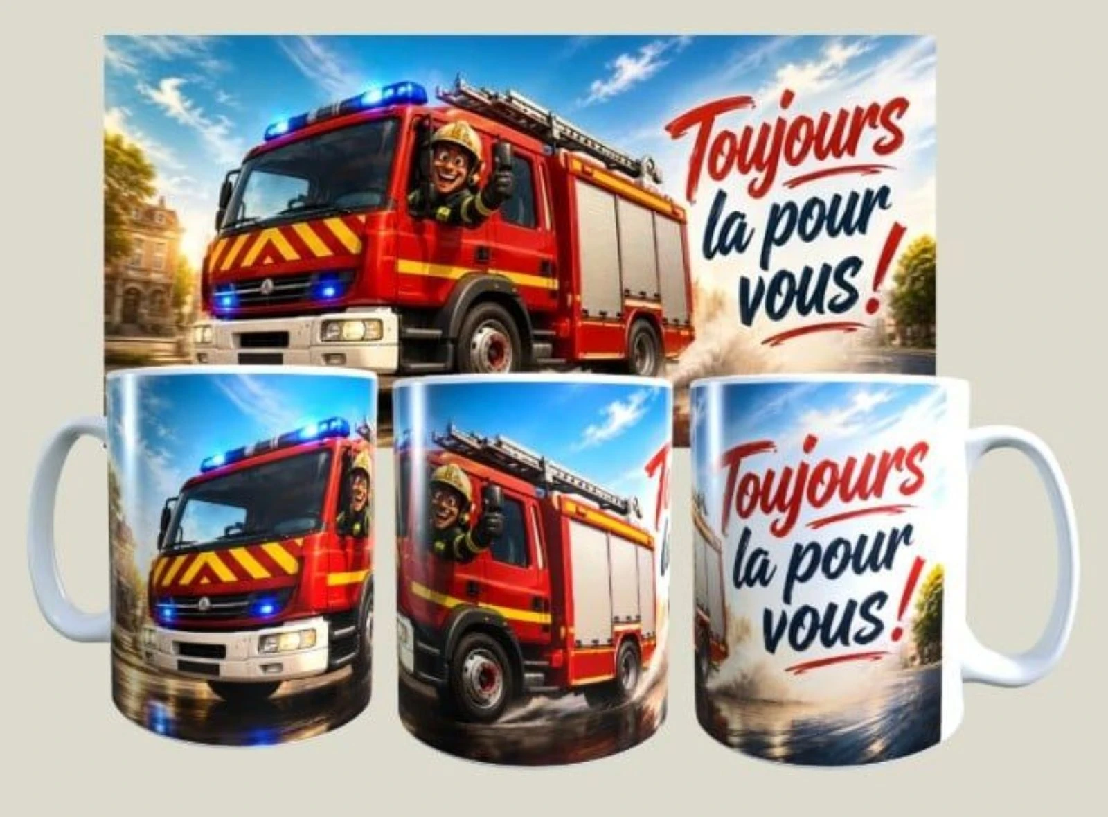 Mug humour pompiers, métier, volontaire